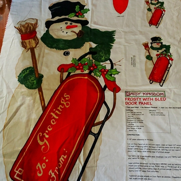 GLITZY FROSTY with Sled Door Panel Large Craft Fabric - Picture 1 of 5